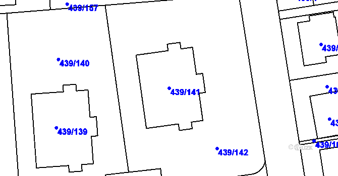 Parcela st. 439/141 v KÚ Štěrboholy, Katastrální mapa