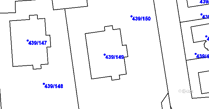 Parcela st. 439/149 v KÚ Štěrboholy, Katastrální mapa