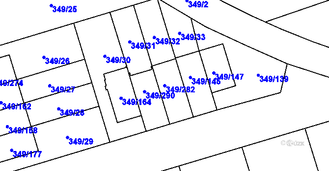 Parcela st. 349/282 v KÚ Štěrboholy, Katastrální mapa