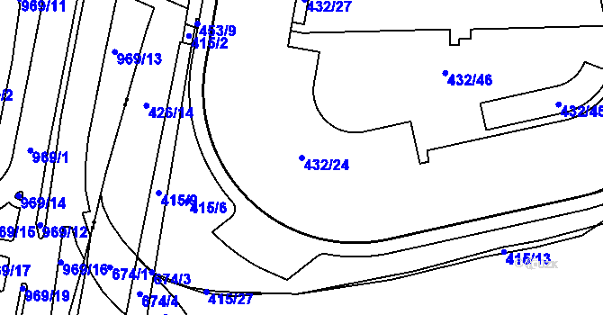 Parcela st. 432/24 v KÚ Štěrboholy, Katastrální mapa