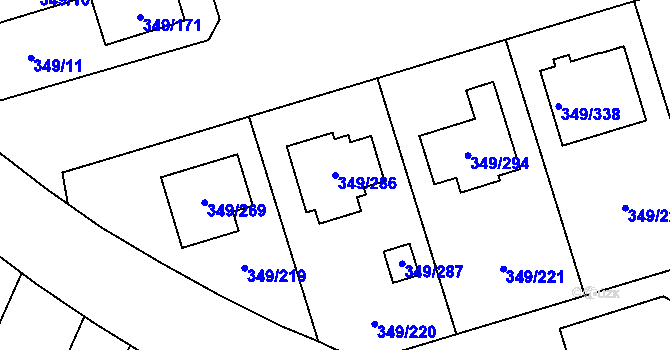 Parcela st. 349/286 v KÚ Štěrboholy, Katastrální mapa