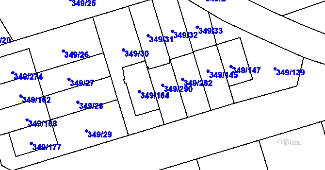 Parcela st. 349/290 v KÚ Štěrboholy, Katastrální mapa