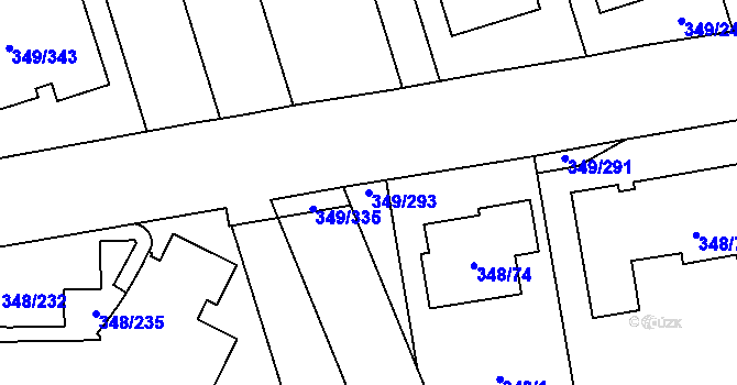 Parcela st. 349/293 v KÚ Štěrboholy, Katastrální mapa