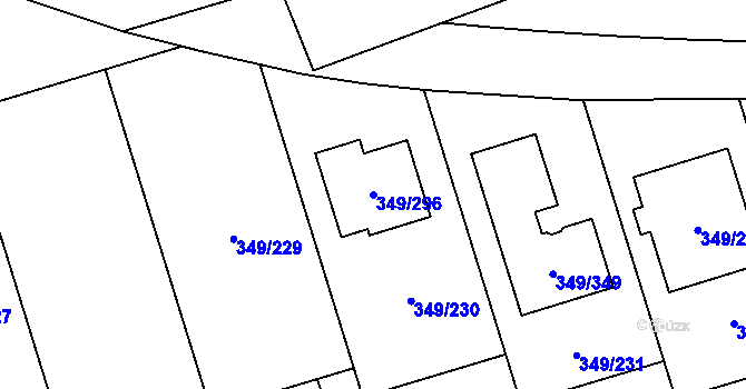 Parcela st. 349/296 v KÚ Štěrboholy, Katastrální mapa