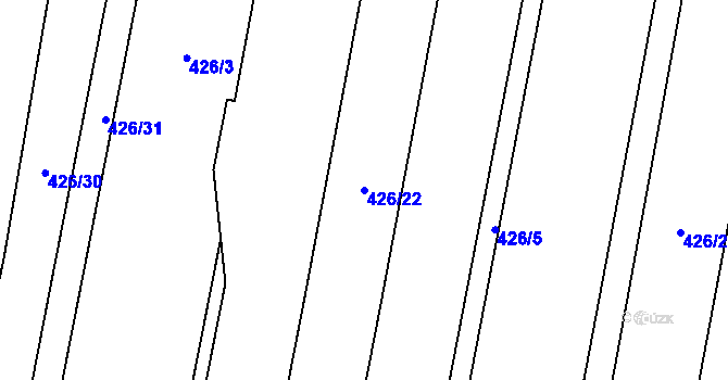 Parcela st. 426/22 v KÚ Štěrboholy, Katastrální mapa