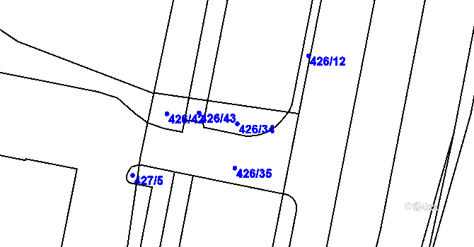 Parcela st. 426/34 v KÚ Štěrboholy, Katastrální mapa