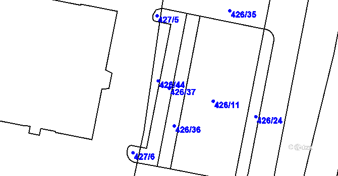 Parcela st. 426/37 v KÚ Štěrboholy, Katastrální mapa