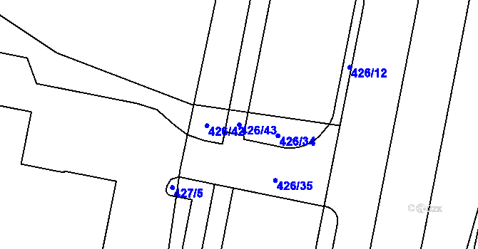 Parcela st. 426/43 v KÚ Štěrboholy, Katastrální mapa