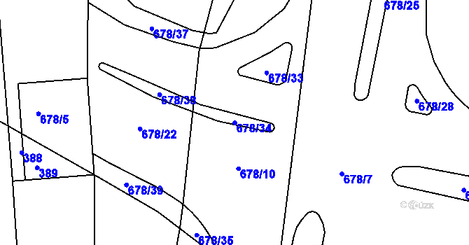 Parcela st. 678/34 v KÚ Štěrboholy, Katastrální mapa