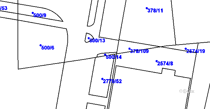Parcela st. 500/14 v KÚ Štěrboholy, Katastrální mapa