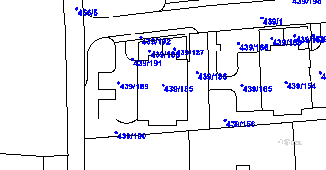 Parcela st. 439/185 v KÚ Štěrboholy, Katastrální mapa
