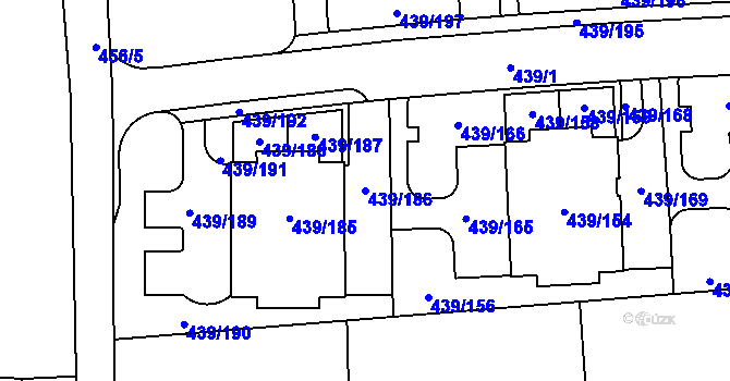 Parcela st. 439/186 v KÚ Štěrboholy, Katastrální mapa