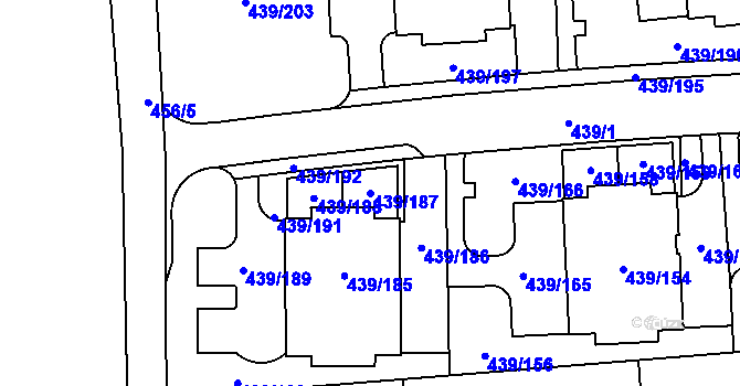 Parcela st. 439/187 v KÚ Štěrboholy, Katastrální mapa