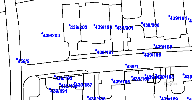 Parcela st. 439/197 v KÚ Štěrboholy, Katastrální mapa