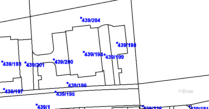 Parcela st. 439/199 v KÚ Štěrboholy, Katastrální mapa