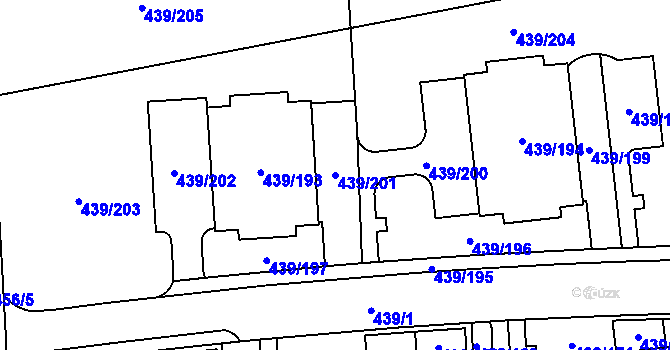 Parcela st. 439/201 v KÚ Štěrboholy, Katastrální mapa