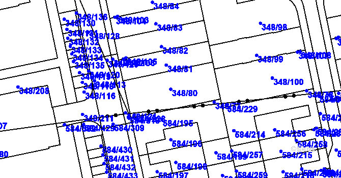 Parcela st. 348/80 v KÚ Štěrboholy, Katastrální mapa