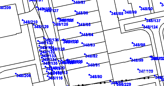 Parcela st. 348/83 v KÚ Štěrboholy, Katastrální mapa