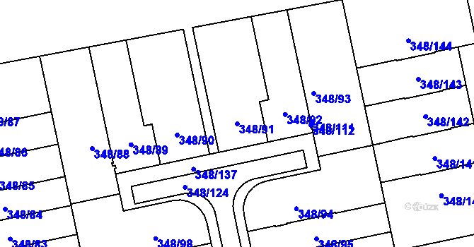 Parcela st. 348/91 v KÚ Štěrboholy, Katastrální mapa