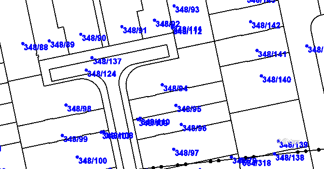 Parcela st. 348/94 v KÚ Štěrboholy, Katastrální mapa