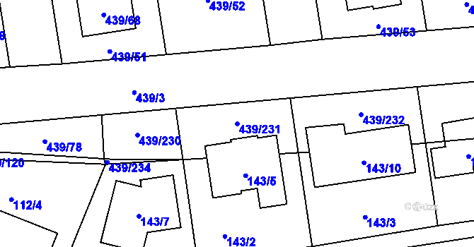 Parcela st. 439/231 v KÚ Štěrboholy, Katastrální mapa