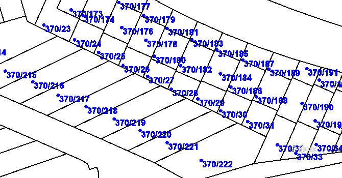 Parcela st. 370/28 v KÚ Štěrboholy, Katastrální mapa
