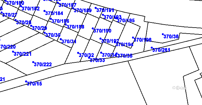 Parcela st. 370/34 v KÚ Štěrboholy, Katastrální mapa