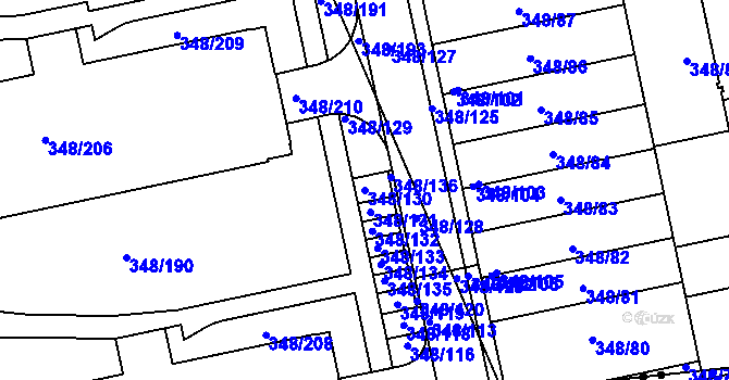 Parcela st. 348/130 v KÚ Štěrboholy, Katastrální mapa