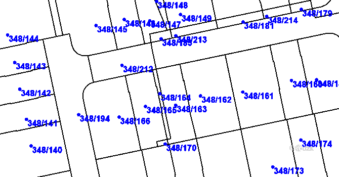 Parcela st. 348/163 v KÚ Štěrboholy, Katastrální mapa