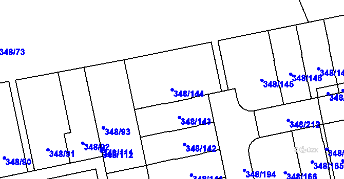 Parcela st. 348/144 v KÚ Štěrboholy, Katastrální mapa
