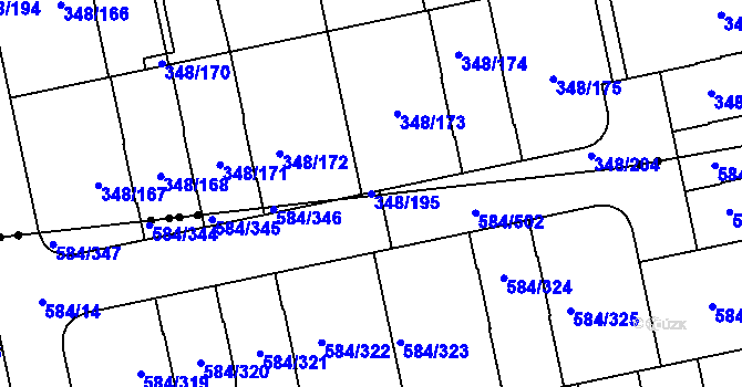 Parcela st. 348/195 v KÚ Štěrboholy, Katastrální mapa