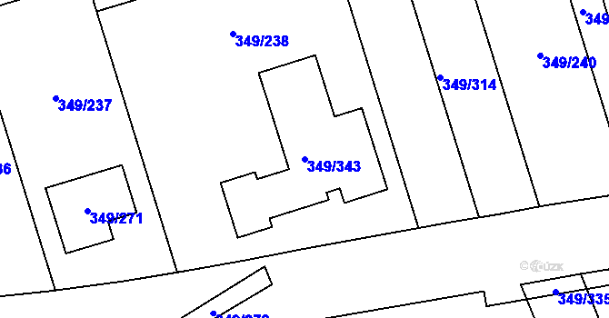Parcela st. 349/343 v KÚ Štěrboholy, Katastrální mapa