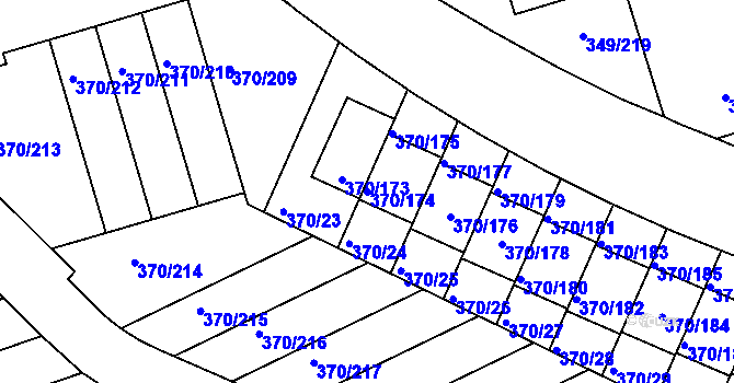 Parcela st. 370/174 v KÚ Štěrboholy, Katastrální mapa