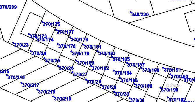 Parcela st. 370/183 v KÚ Štěrboholy, Katastrální mapa