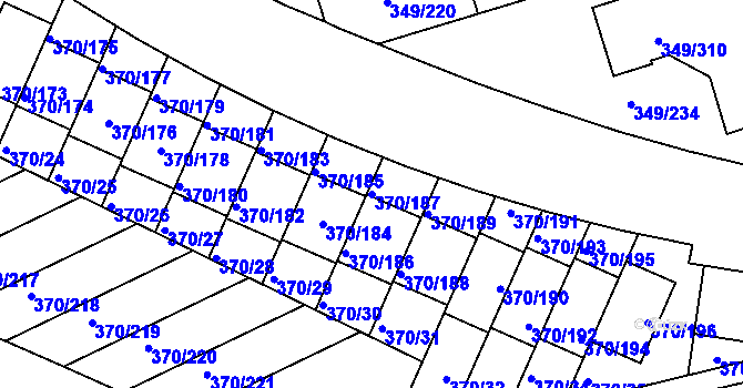 Parcela st. 370/187 v KÚ Štěrboholy, Katastrální mapa
