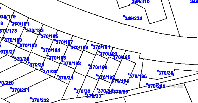 Parcela st. 370/193 v KÚ Štěrboholy, Katastrální mapa