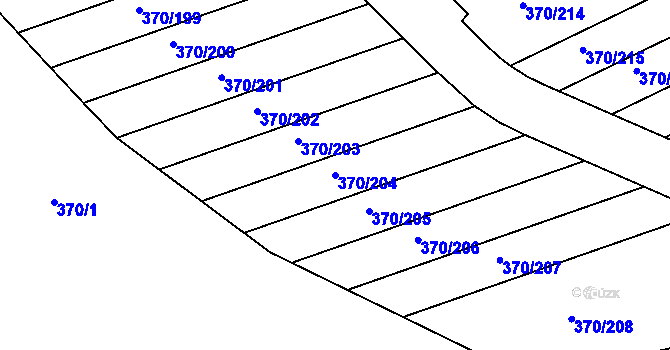 Parcela st. 370/204 v KÚ Štěrboholy, Katastrální mapa