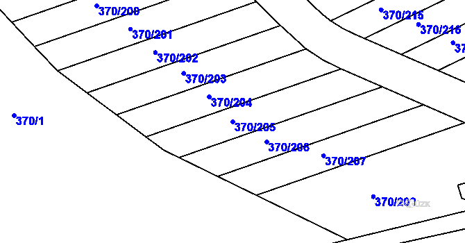 Parcela st. 370/205 v KÚ Štěrboholy, Katastrální mapa