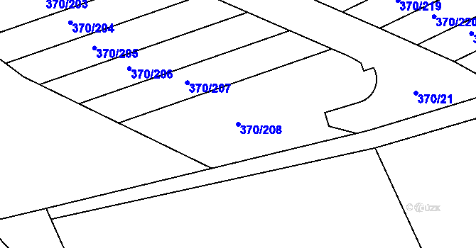 Parcela st. 370/208 v KÚ Štěrboholy, Katastrální mapa