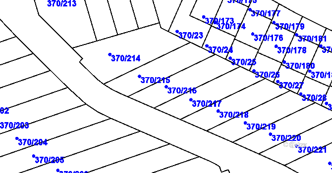 Parcela st. 370/216 v KÚ Štěrboholy, Katastrální mapa