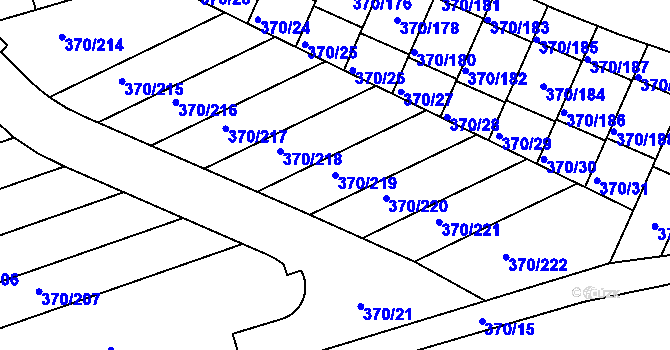 Parcela st. 370/219 v KÚ Štěrboholy, Katastrální mapa