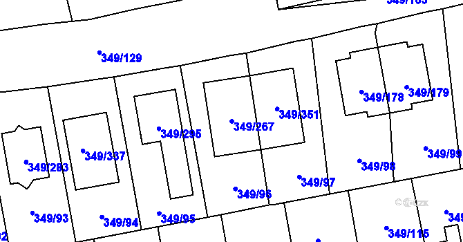 Parcela st. 349/267 v KÚ Štěrboholy, Katastrální mapa