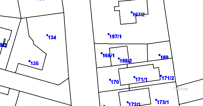 Parcela st. 168/1 v KÚ Štěrboholy, Katastrální mapa