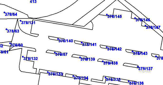 Parcela st. 378/141 v KÚ Štěrboholy, Katastrální mapa