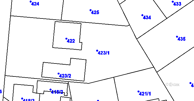 Parcela st. 423/1 v KÚ Dolní Měcholupy, Katastrální mapa