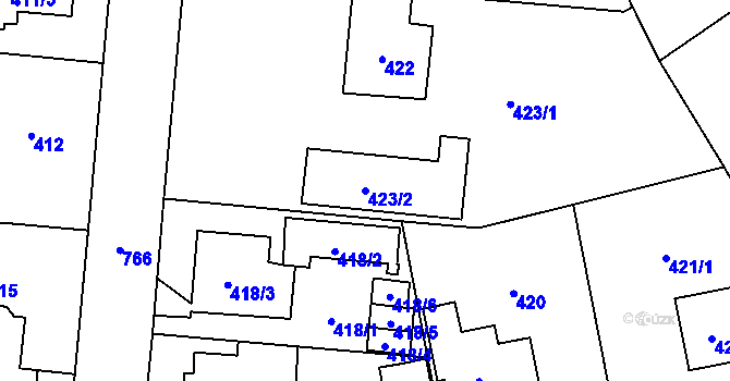 Parcela st. 423/2 v KÚ Dolní Měcholupy, Katastrální mapa