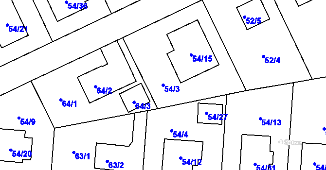 Parcela st. 54/3 v KÚ Dolní Měcholupy, Katastrální mapa
