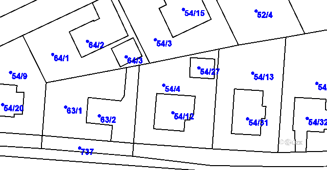 Parcela st. 54/4 v KÚ Dolní Měcholupy, Katastrální mapa