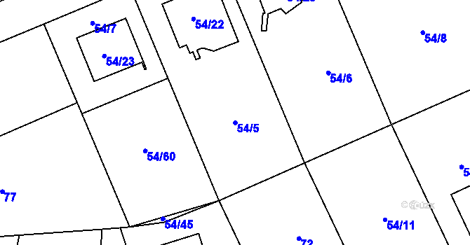 Parcela st. 54/5 v KÚ Dolní Měcholupy, Katastrální mapa