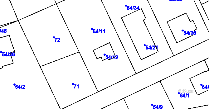 Parcela st. 54/19 v KÚ Dolní Měcholupy, Katastrální mapa